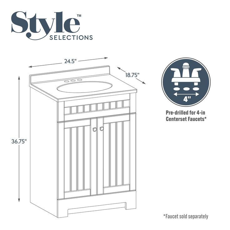 Style Selections Ellenbee 24.5-in White Single Sink Bathroom Vanity with White Cultured Marble Top