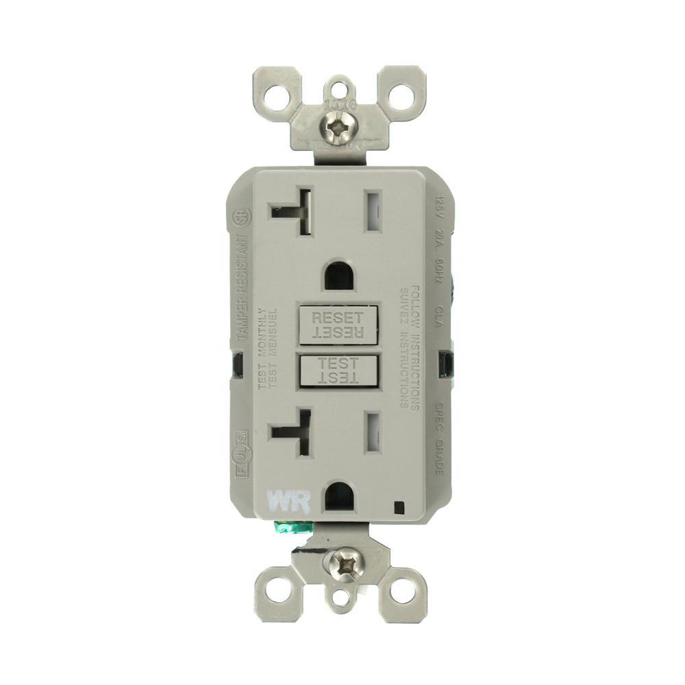 20 Amp 125-Volt Duplex Self-Test Tamper Resistant/Weather Resistant GFCI Outlet, White - Super Arbor