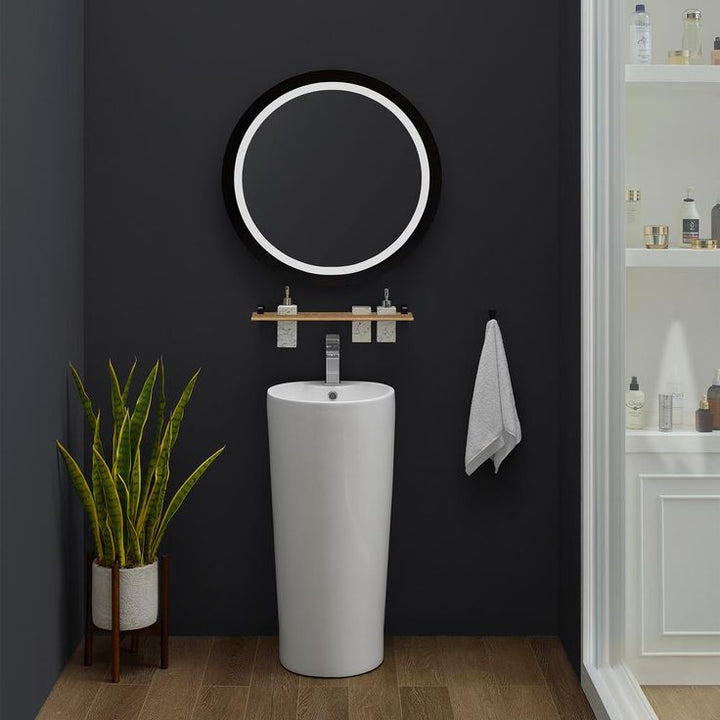 Swiss Madison Monaco Circular Basin Pedestal Sink in Glossy White