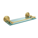 Que New 16 in. L x 3 in. H x 5 in. W Clear Glass Bathroom Shelf with Gallery Rail in Polished Chrome - Super Arbor