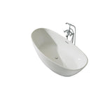 70 in. Acrylic Center Drain Oval Flat Bottom Freestanding Bathtub in White - Super Arbor