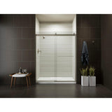 Levity 59 in. x 74 in. Frameless Sliding Shower Door in Matte Nickel with Handle - Super Arbor