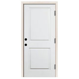 36 in. x 80 in. Premium 2-Panel Square Primed White Steel Prehung Front Door w/ 36 in. Right-Hand Inswing and 4 in. Wall - Super Arbor