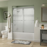 Lyndall 60 x 59-1/4 in. Frameless Mod Soft-Close Sliding Bathtub Door in Nickel with 3/8 in. (10mm) Rain Glass - Super Arbor