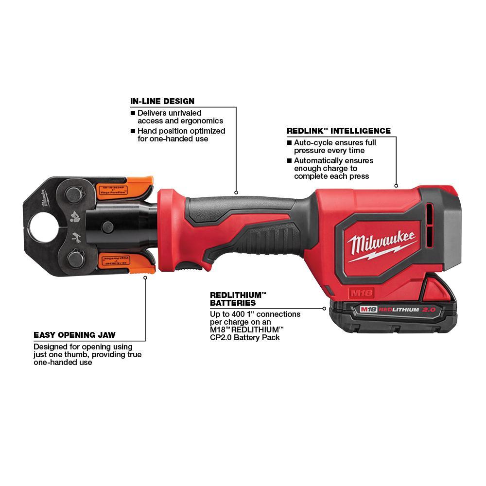 M18 18-Volt Lithium-Ion Cordless Short Throw PEX Press Tool Only with (3) Viega PureFlow Jaws - Super Arbor