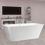 Nantes 67 in. Acrylic Flatbottom Freestanding Bathtub in White - Super Arbor