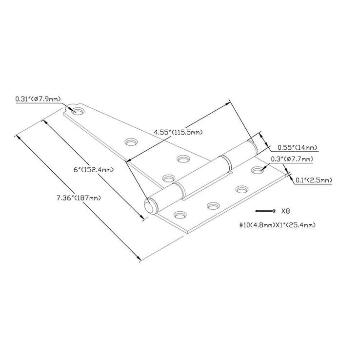 Everbilt 6 in. x 6 in. Zinc-Plated Gate Tee Hinge