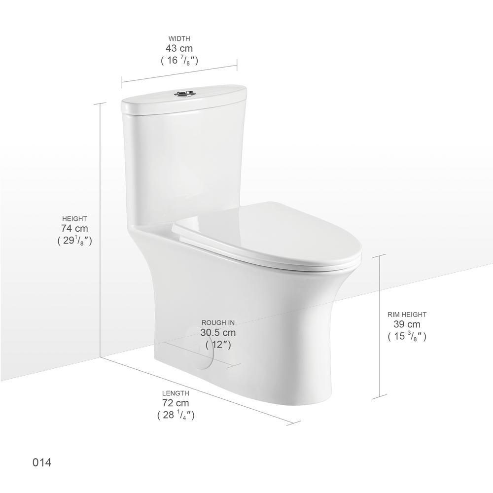 Dual-Flush 1.1 GPF/1.6 GPF Elongated One-Piece Toilet in White Soft Closing Seat High-Efficiency Water Sense - Super Arbor
