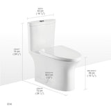 Dual-Flush 1.1 GPF/1.6 GPF Elongated One-Piece Toilet in White Soft Closing Seat High-Efficiency Water Sense - Super Arbor