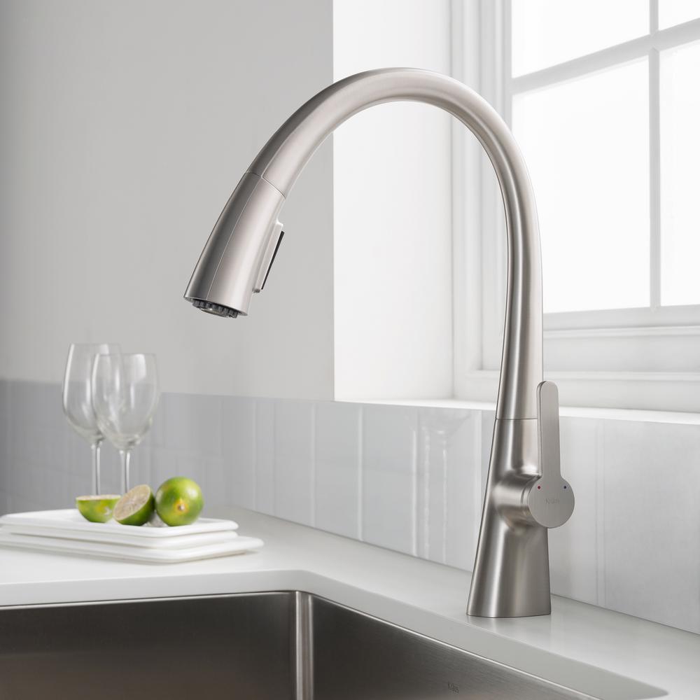 Nolen Single-Handle Pull-Down Sprayer Kitchen Faucet with 2-Function Sprayhead in all-Brite Spot Free Stainless Steel - Super Arbor