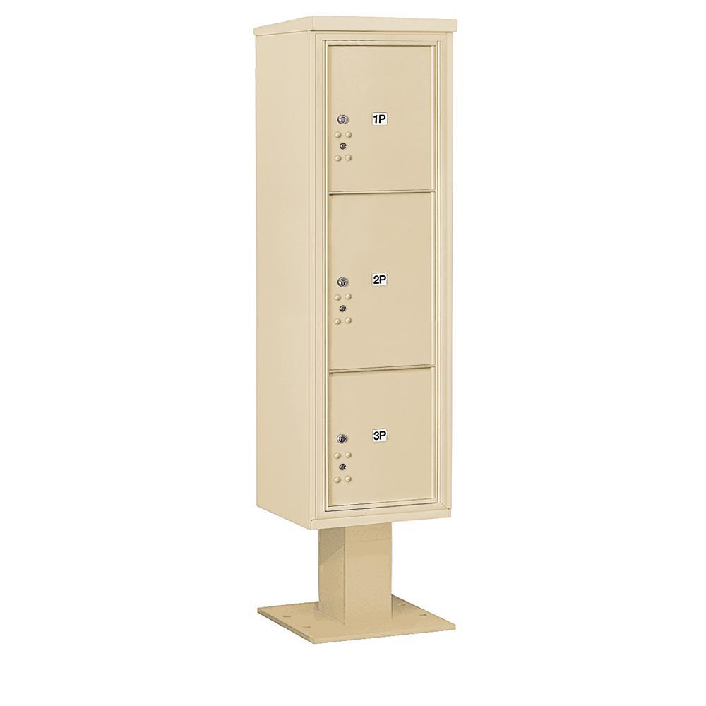 3400 Horizontal Series 3-Parcel Locker Pedestal Mount Mailbox - Super Arbor