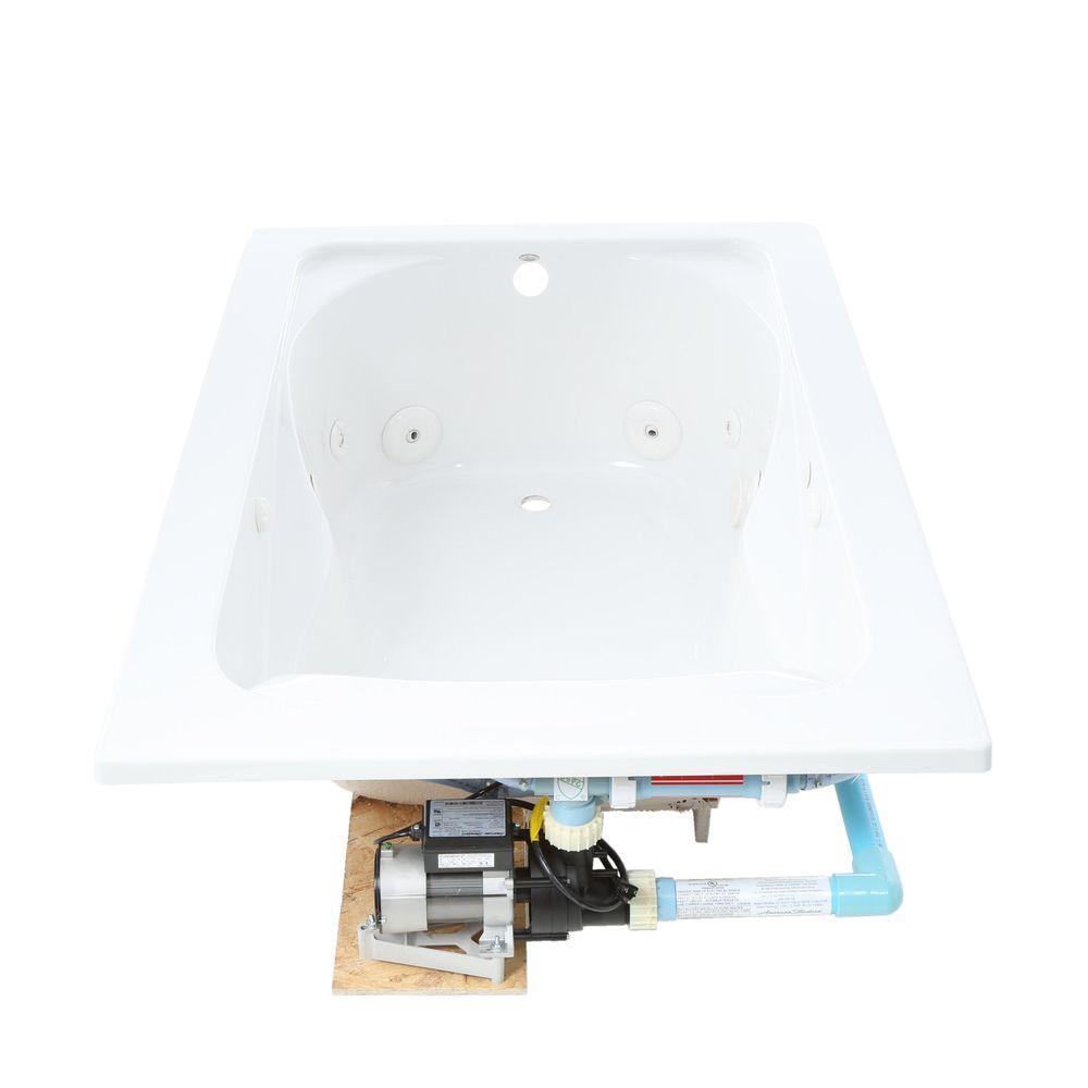 Cadet 60 in. x 42 in. Reversible Drain EverClean Whirlpool Tub in White - Super Arbor