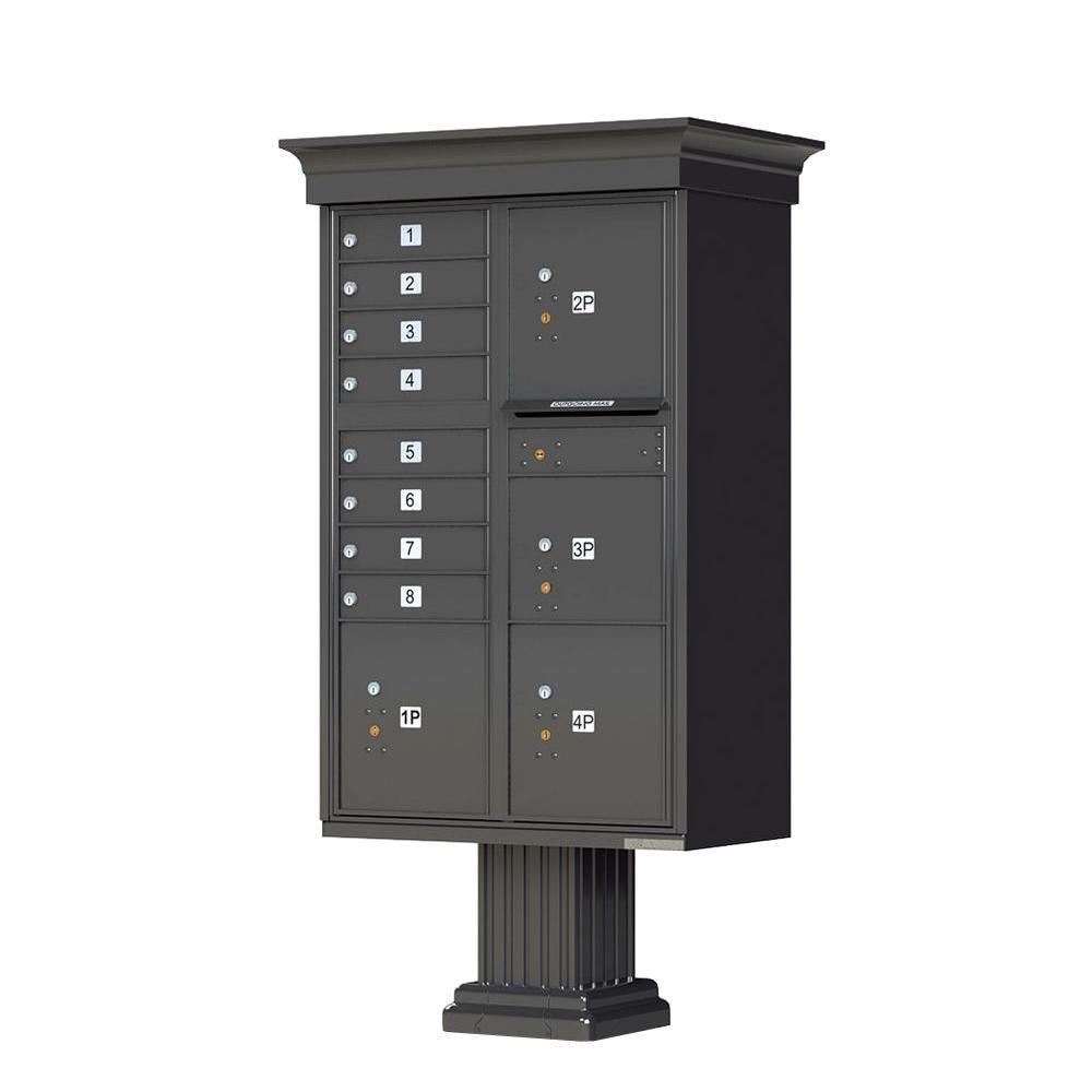 Vital 12-Mailboxes 1-Parcel Locker 1-Outgoing Pedestal Mount Cluster Box Unit - Super Arbor