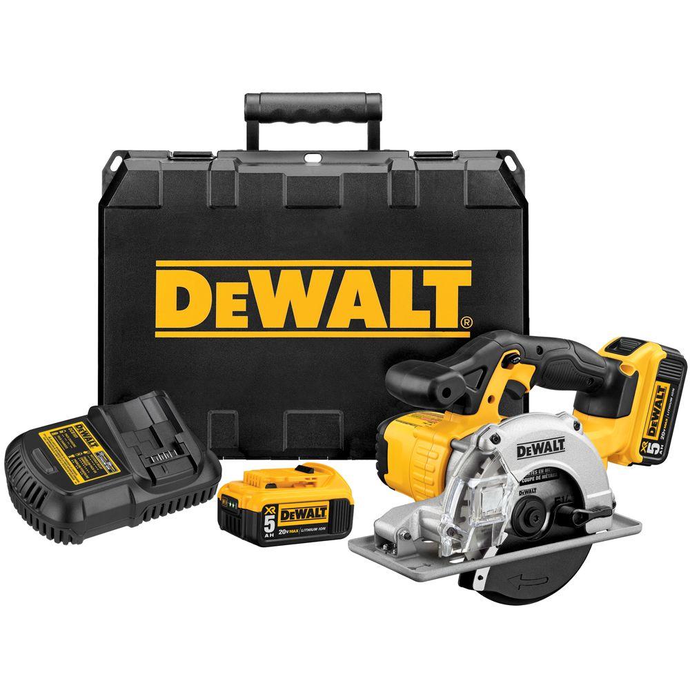20-Volt MAX Lithium-Ion Cordless Metal Cutting Circular Saw Kit with (2) Batteries 5Ah, Charger and Case - Super Arbor