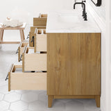 Eviva Graham 42"W x 22"D Oak Bathroom Vanity with White Arabescato Engineered Stone Countertop and Undermount Ceramic Sink