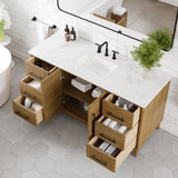 Eviva Graham 60"W x 22"D Oak Bathroom Vanity with White Arabescato Engineered Stone Countertop and Undermount Ceramic Sink