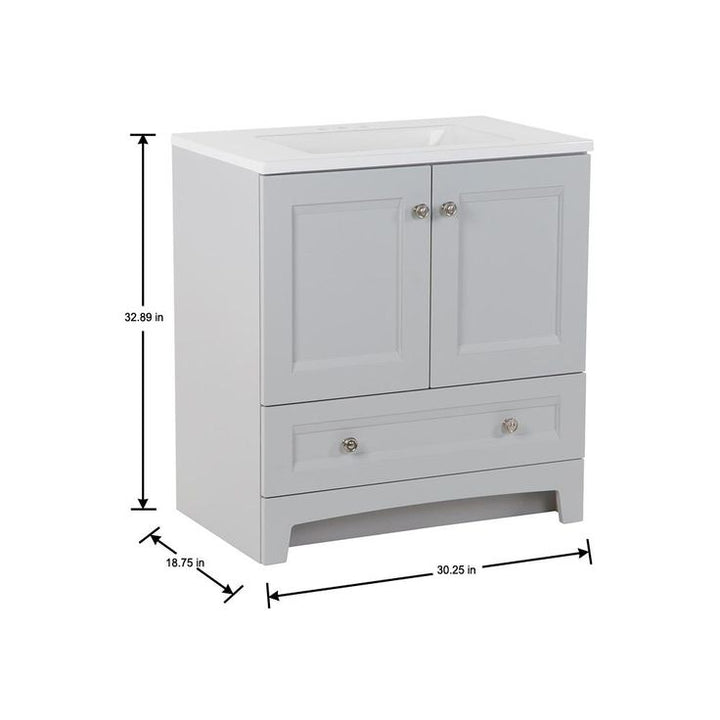 Delridge 30 in. W x 19 in. D Bath Vanity in Pearl Gray with Cultured Marble Vanity Top in White with White Sink