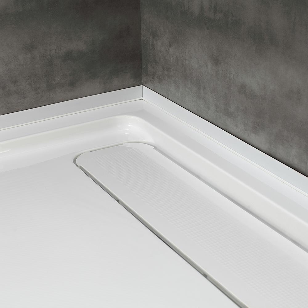 32 in. W x 48 in. L Alcove Shower Pan Base with Reversible Drain in White - Super Arbor