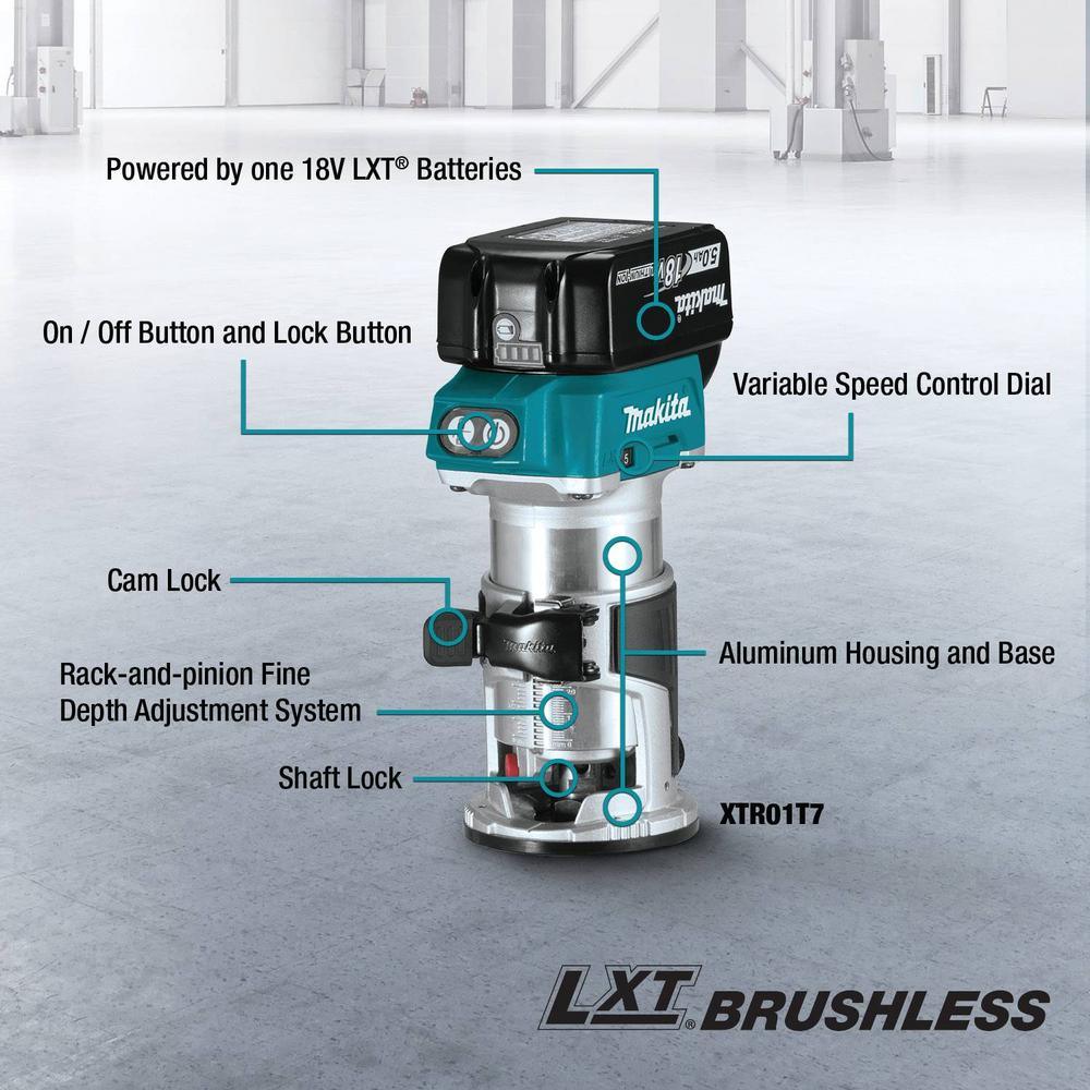 18-Volt LXT Lithium-Ion Brushless Cordless Variable Speed Compact Router with Built-In LED Light (Tool Only) - Super Arbor