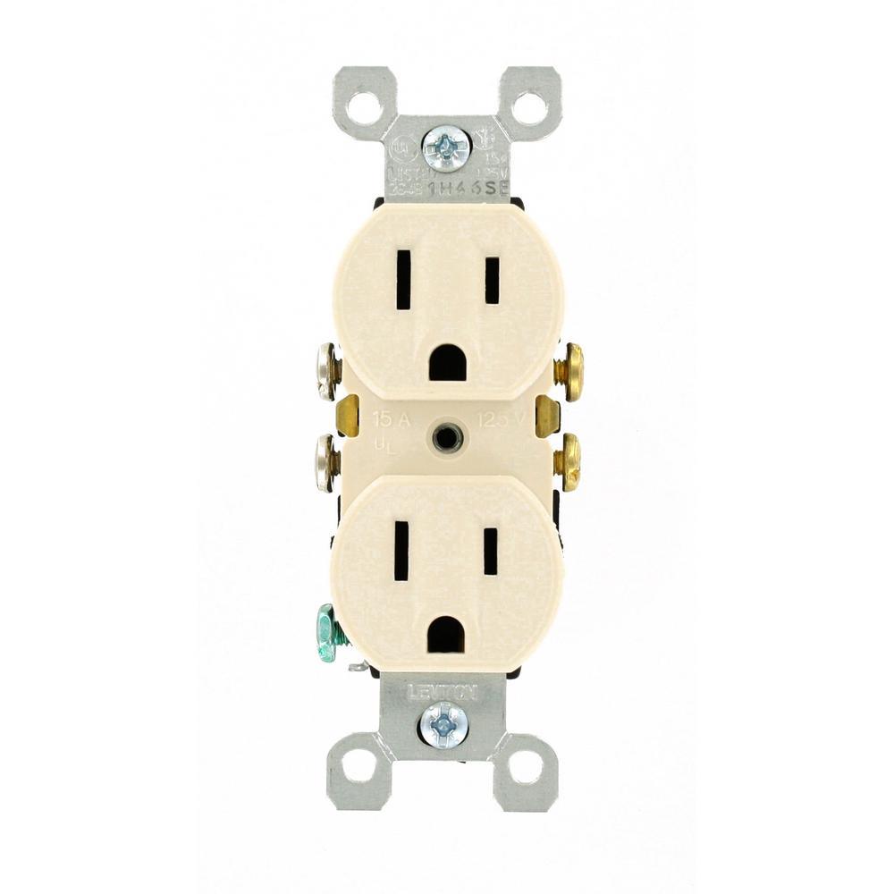 15 Amp Residential Grade Grounding Duplex Outlet, Ivory (10-Pack) - Super Arbor