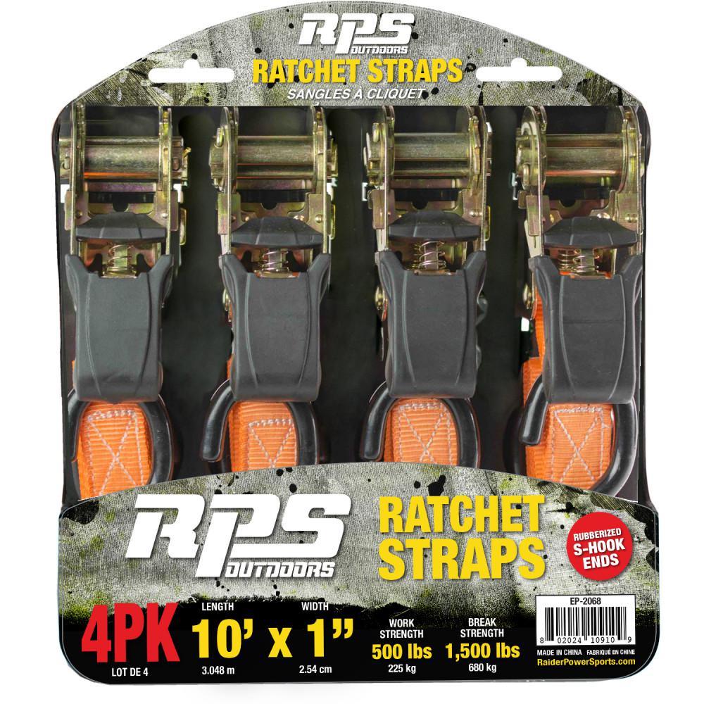 1 in. x 10 ft. Ratchet Strap (4-Pack) - Super Arbor