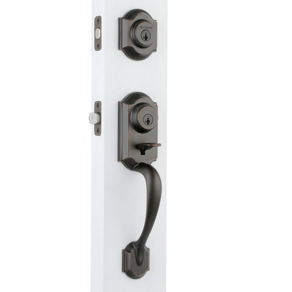 Montara Venetian Bronze Single Cylinder Door Handleset with Juno Entry Door Knob Featuring SmartKey Security