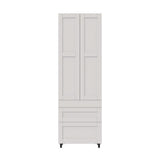 Shaker Assembled 30 in. x 94.5 in. x 24 in. Pantry Cabinet w/ 2-Inner Drawers & Three Pull Out Drawers in Vanilla White - Super Arbor