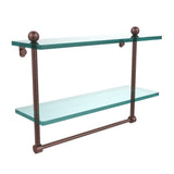 16 in. L  x 12 in. H  x 5 in. W 2-Tier Clear Glass Bathroom Shelf with Towel Bar in Satin Nickel - Super Arbor