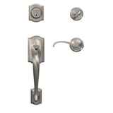 Schlage Custom Camelot Aged Bronze Single Cylinder Door Handleset with Whitney Lever and Alden Trim