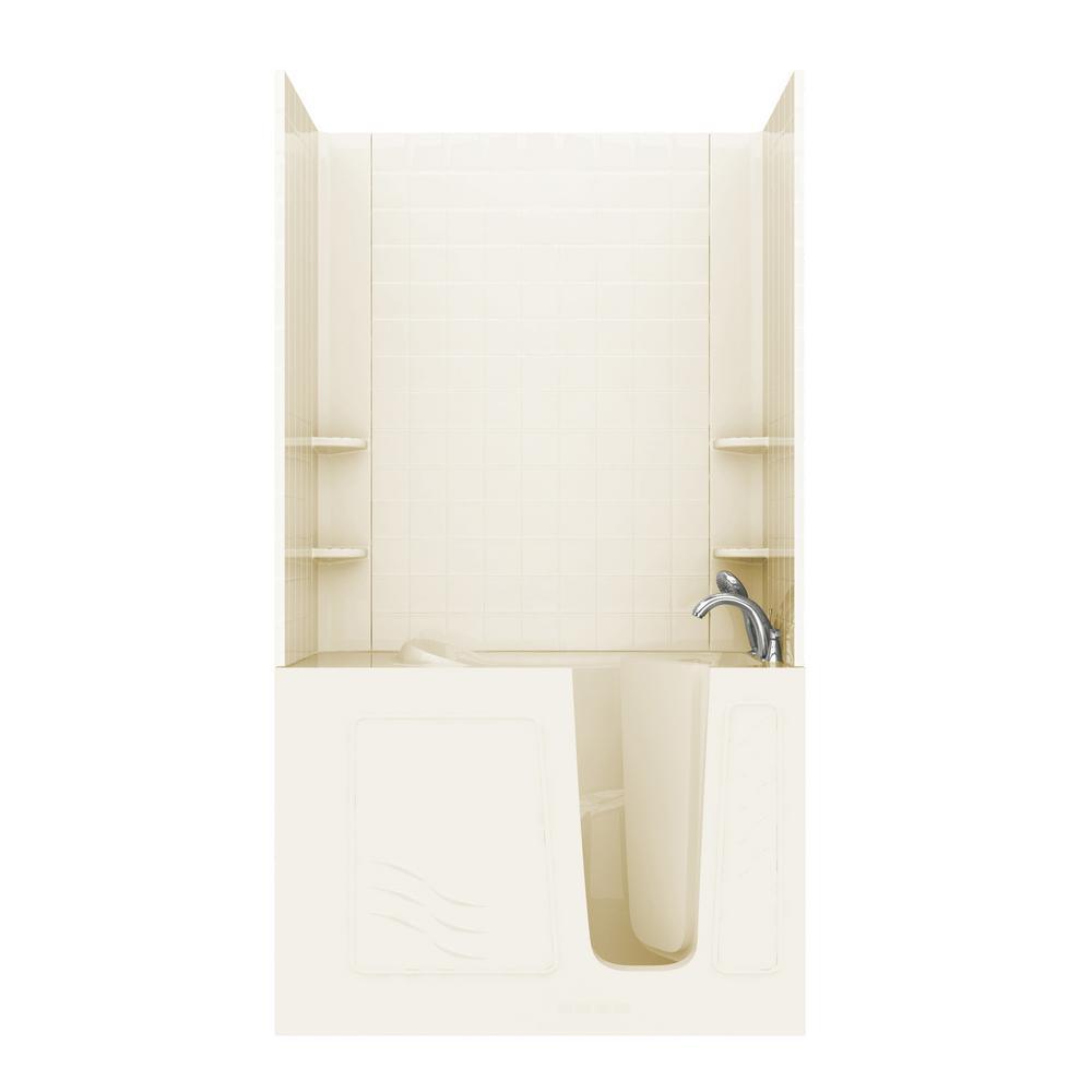 Rampart 3.9 ft. Walk-in Whirlpool and Air Bathtub with 4 in. Tile Easy Up Adhesive Wall Surround in White - Super Arbor