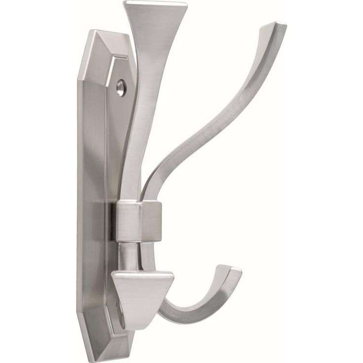 5-3/8 in. Satin Nickel Oversized Beveled Double Hook