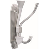 5-3/8 in. Satin Nickel Oversized Beveled Double Hook