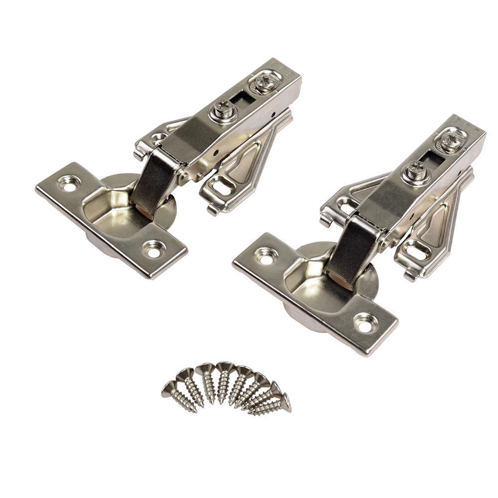 110-Degree 35 mm Euro Nickel Plated Full Overlay Hinge (5-Pairs) - Super Arbor