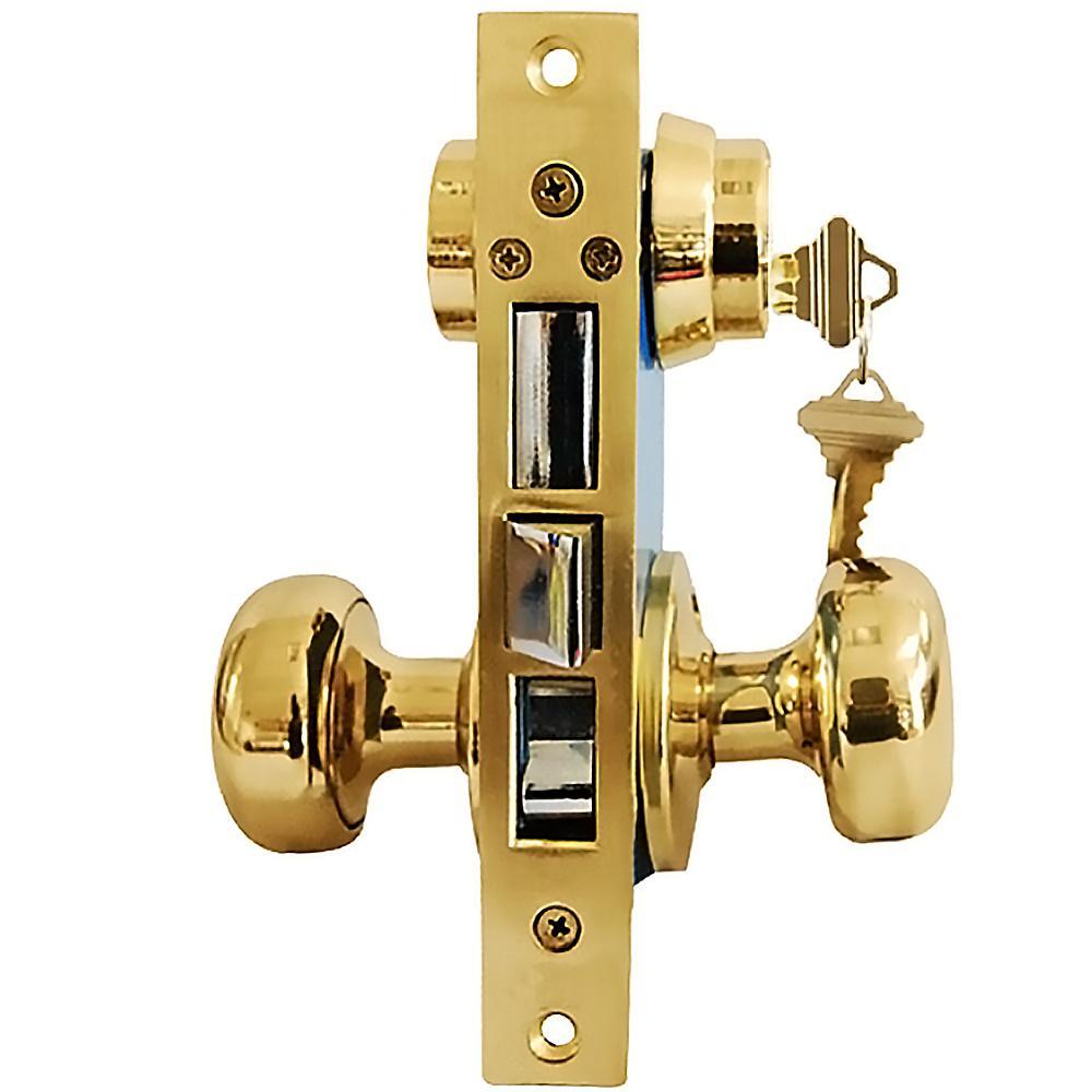 Brass Iron Gate Mortise Entry Gate Right Hand Door Lock Set with 2-1/2 in. Backset and 2 SC1 Keys - Super Arbor