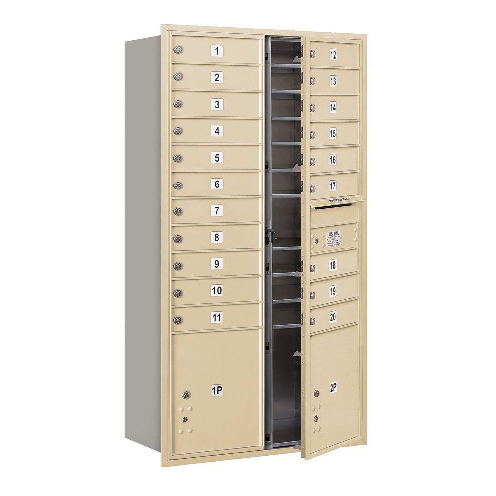 56-3/4 in. Max Height Unit Aluminum Private Front Loading 4C Horizontal Mailbox with 20 MB1 Doors/2 PL's - Super Arbor