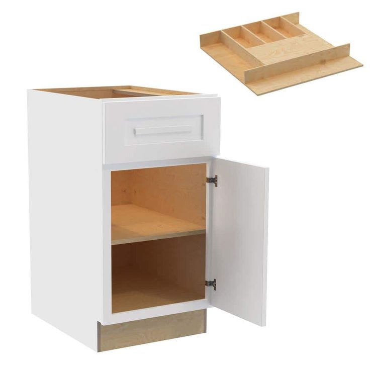 Home Decorators Collection Grayson 18 in. W x 24 in. D x 34.5 in. H Assembled Plywood Base Kitchen Cabinet in Pacific White with Cutlery RH