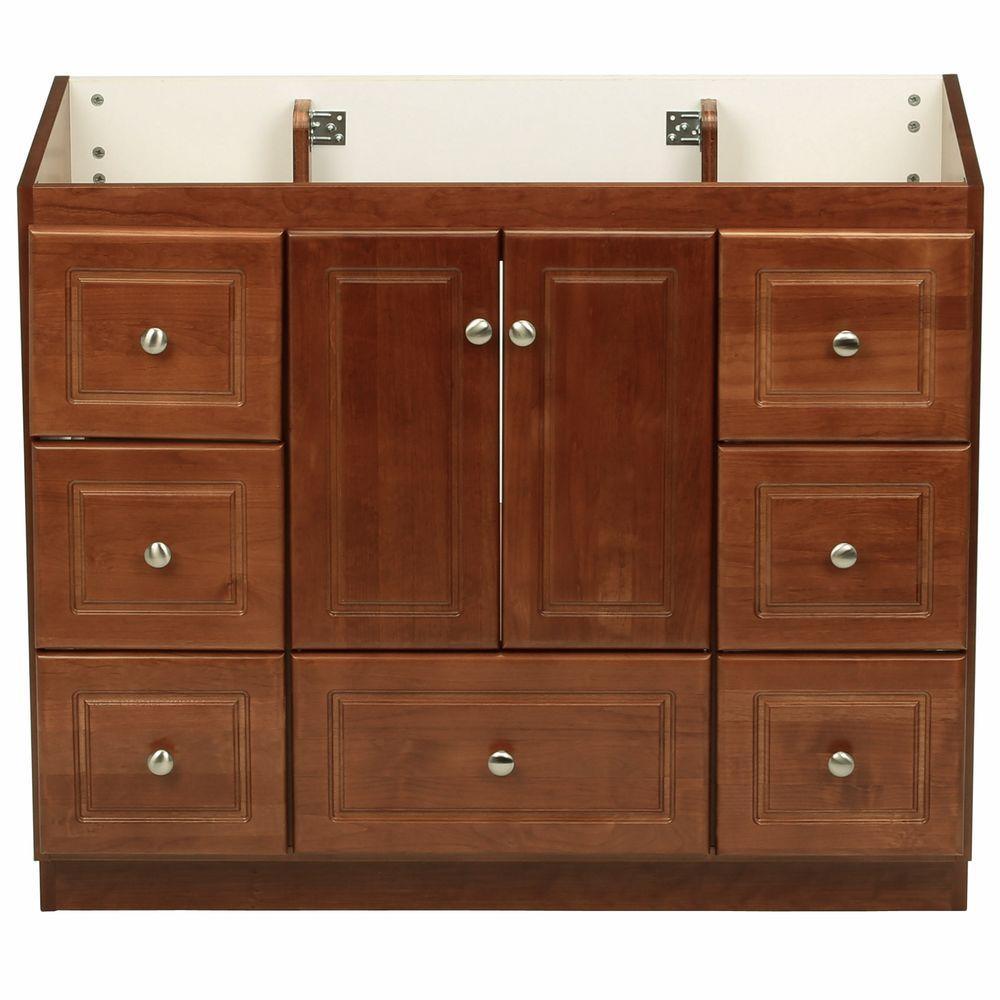 Ultraline 42 in. W x 21 in. D x 34.5 in. H Vanity Cabinet Only in Natural Alder - Super Arbor