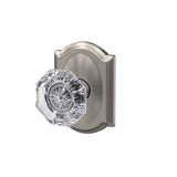 Schlage Custom Alexandria Glass Door Knob with Camelot Trim, Satin Nickel