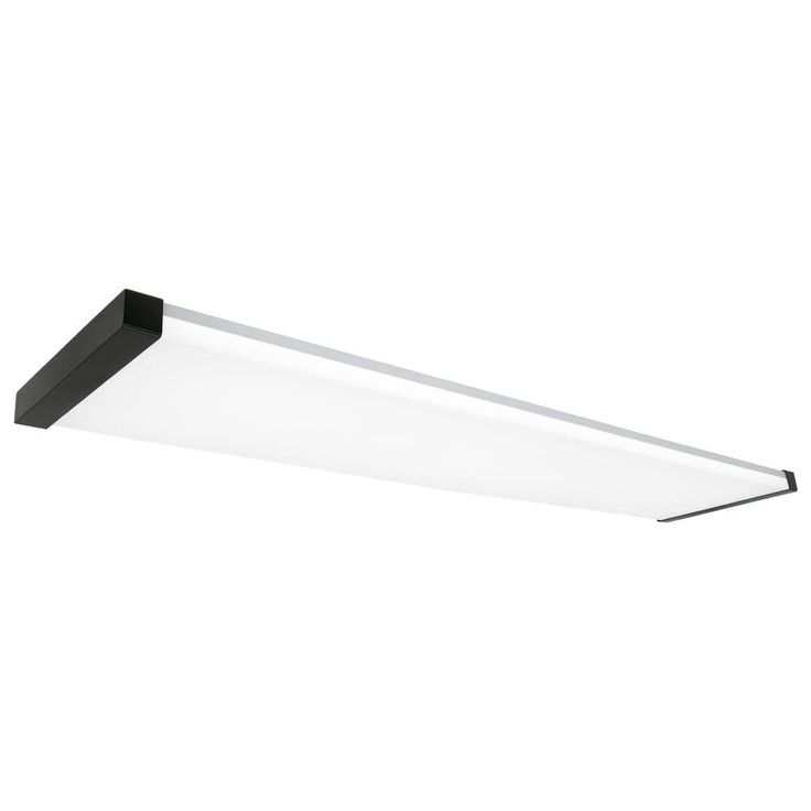Commercial Electric 48 in. x 10 in. 4200 Lumens Matte Black End Caps Integrated LED Panel Light Selectable CCT Kitchen Lighting