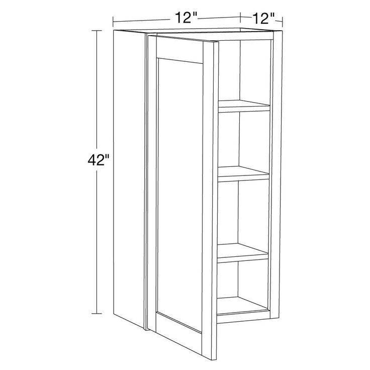 Home Decorators Collection Washington Veiled Gray Plywood Shaker Assembled Wall Kitchen Cabinet Soft Close Left 12 in W x 12 in D x 42 in H