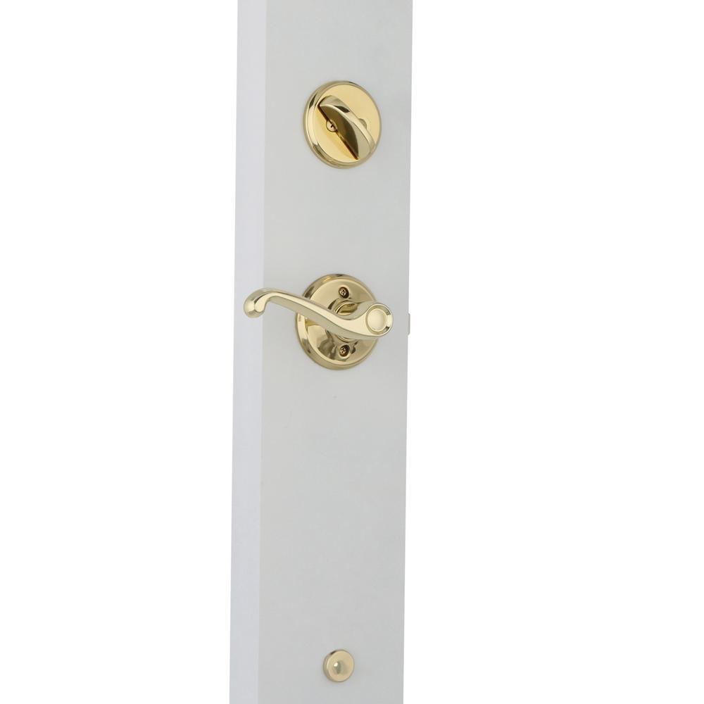 Plymouth Bright Brass Single Cylinder Deadbolt with Flair Knob Door Handleset - Super Arbor