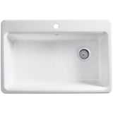 Riverby Workstation Drop-In Cast Iron 33 in. 1-Hole Single Basin Kitchen Sink Kit with Accessories in White - Super Arbor