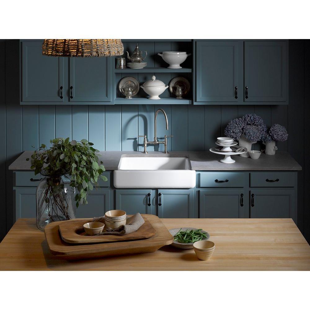 Whitehaven Farmhouse Apron Front Self-Trimming Cast Iron 30 in. Single Bowl Kitchen Sink in White - Super Arbor