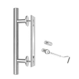 12 in. Stainless Steel Ladder Sliding Barn Door Handle with Hook Lock Latch - Super Arbor