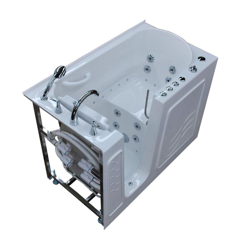 Nova Heated 5 ft. Walk-In Air and Whirlpool Jetted Tub in White with Chrome Trim - Super Arbor