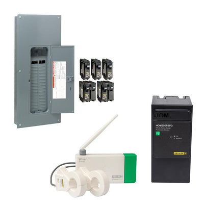 Homeline 200 Amp 30-Space 60-Circuit Indoor Main Breaker Qwik-Grip Plug-On Neutral Panel, Wiser Energy Monitor, Surge - Super Arbor