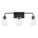 Logan 3-Light Matte Black Bath Bar Vanity Light