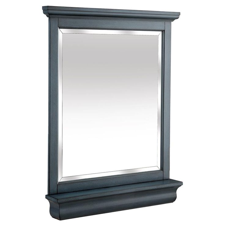 29.00 in. W x 36.00 in. H Framed Rectangular Beveled Edge Bathroom Vanity Mirror in Harbor Blue