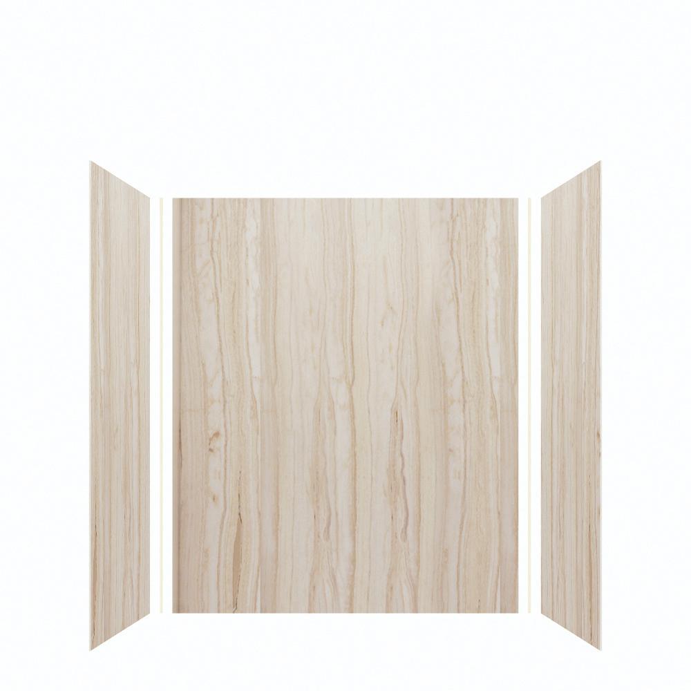 Expressions 32 in. x 60 in. x 72 in. 3-Piece Easy Up Adhesive Alcove Shower Wall Surround in White - Super Arbor