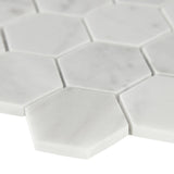 Carrara White Hexagon 12 in. x 12 in. x 8mm Honed Marble Mesh-Mounted Mosaic Tile (9.8 sq. ft./Case)